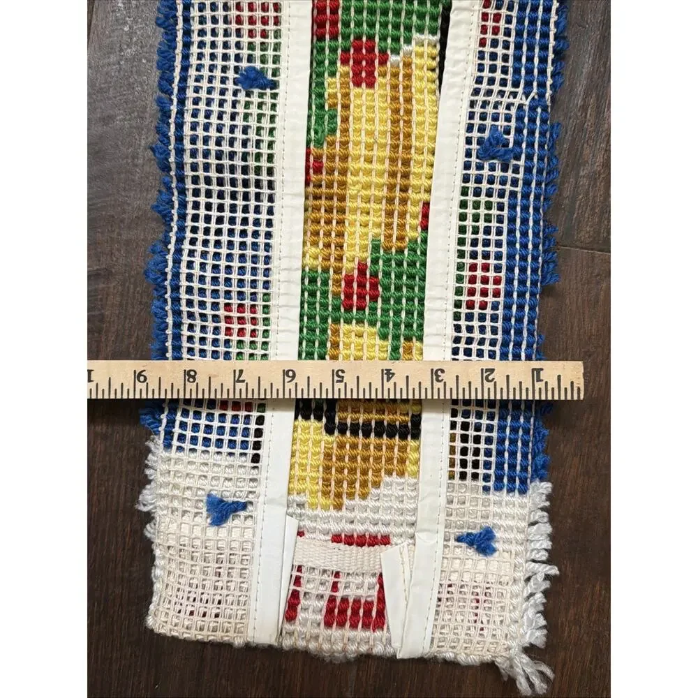 Vtg Latch Hook Rug Completed Noel Wall Hanging Christmas Holiday‎ Candle 9x32